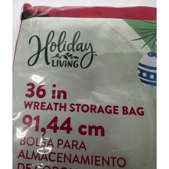 Holiday Living 36-In Wreath Storage Bag Polyester Zippered Closure Red - Picture 3 of 4
